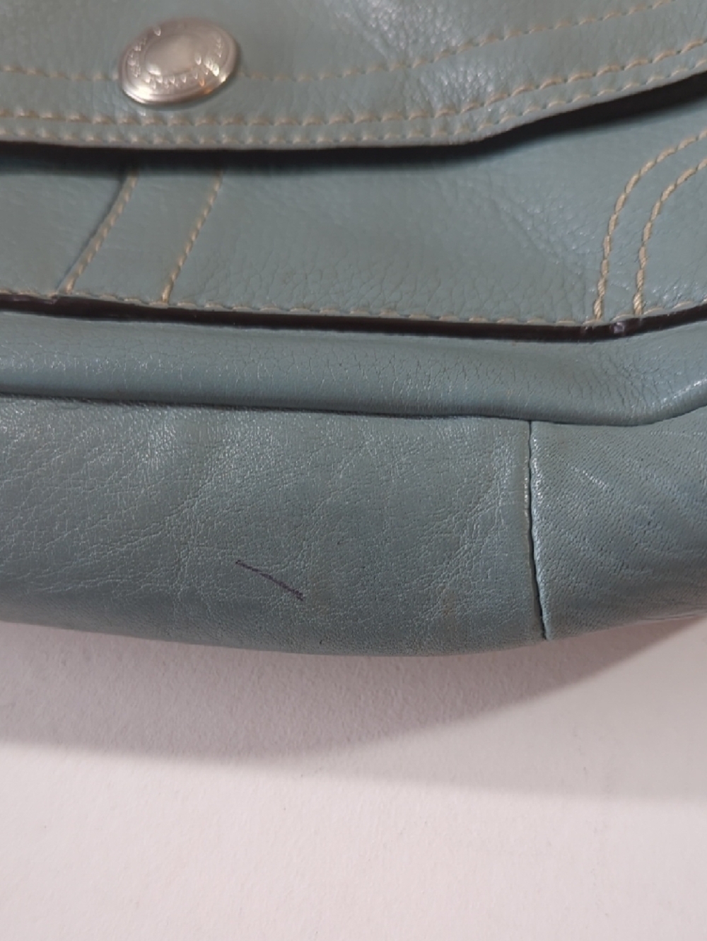 Coach F12336 Chelsea Collection 2010 Shoulder Bag Leather Light Blue Brown Strap - Picture 5 of 13